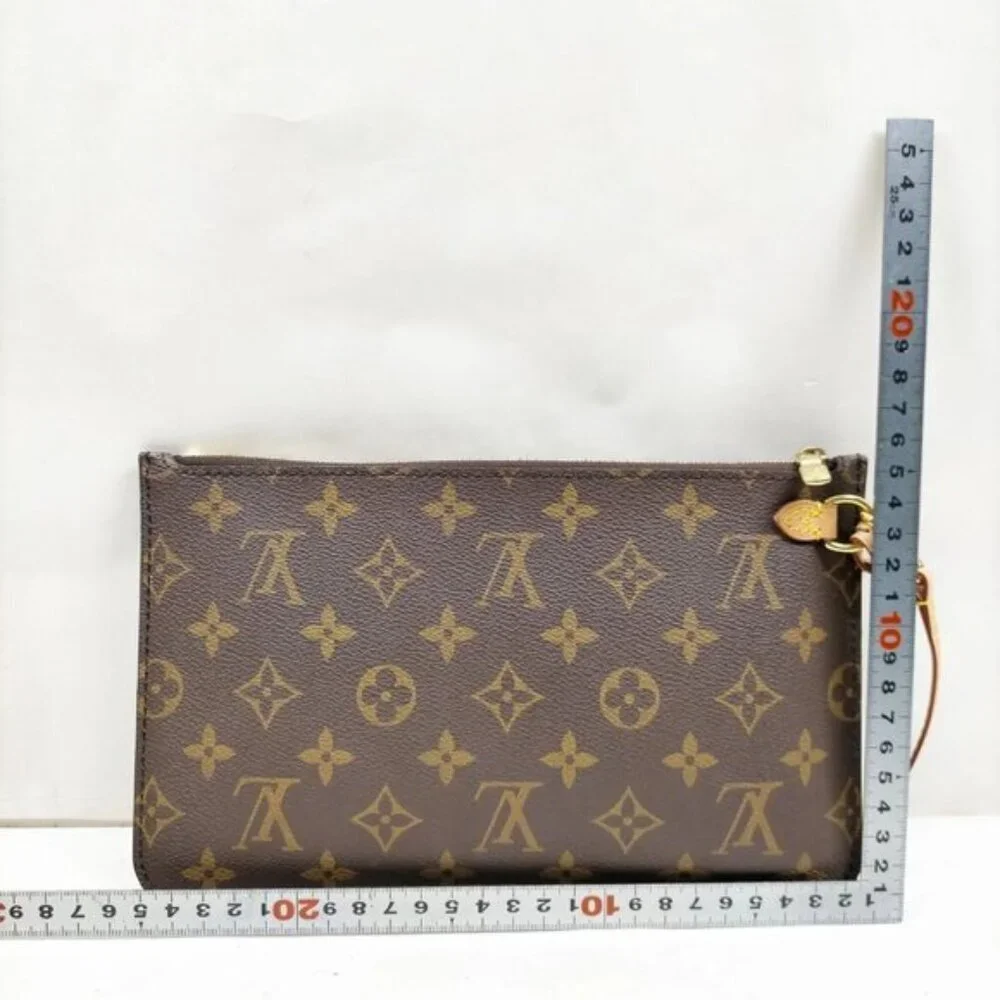 Authentic Louis Vuitton Neverfull Pochette Monogram Wristlet Clutch